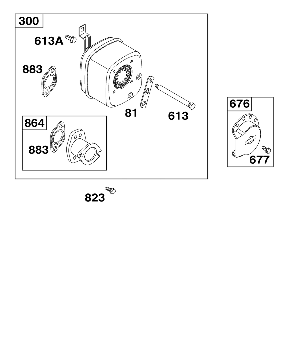 Exhaust Group Diagram and Parts List for 21R507-0001-H5  Briggs and Stratton Engine